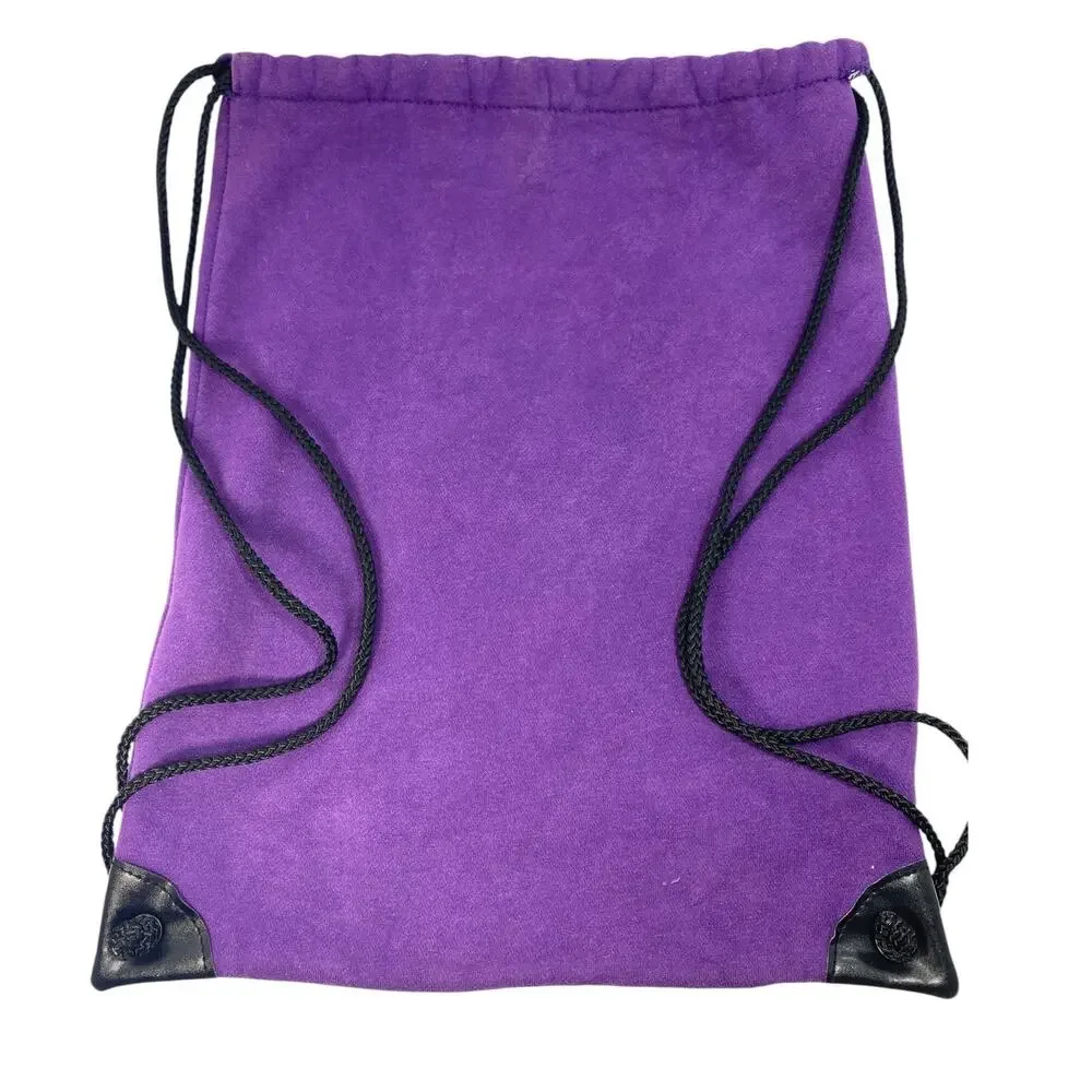 Vtg 90s LSU Tigers Unisex Drawstring Backpack Fleece Purple Spellout Cinch Bag